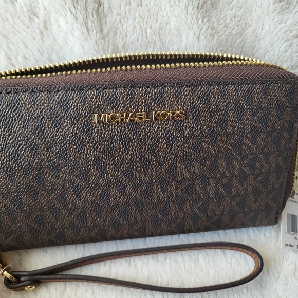 Michael Kors Jet Set Travel Large Flat Phone Case Brown - Picture 7 of 8